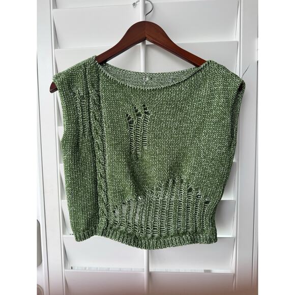 IOANNA KOURBELA Pullover Sweater Vest Knit Destroyed Holes Designer Small Top - Picture 3 of 5